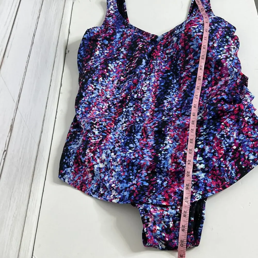 Swimsuits For All One Piece Swimsuit Size 18 Multicolor Abstract Tummy Control